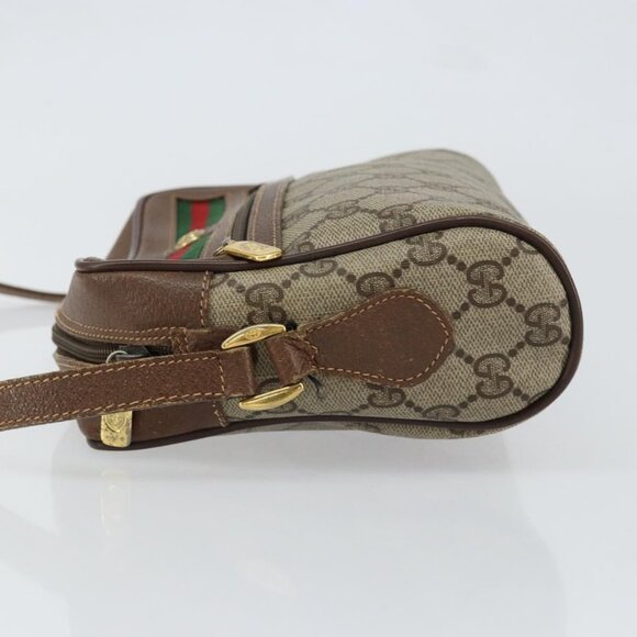 GUCCI GG Supreme Web Sherry Line Bag PVC Beige Red 56 02 087 Auth 151921 - Picture 4 of 16